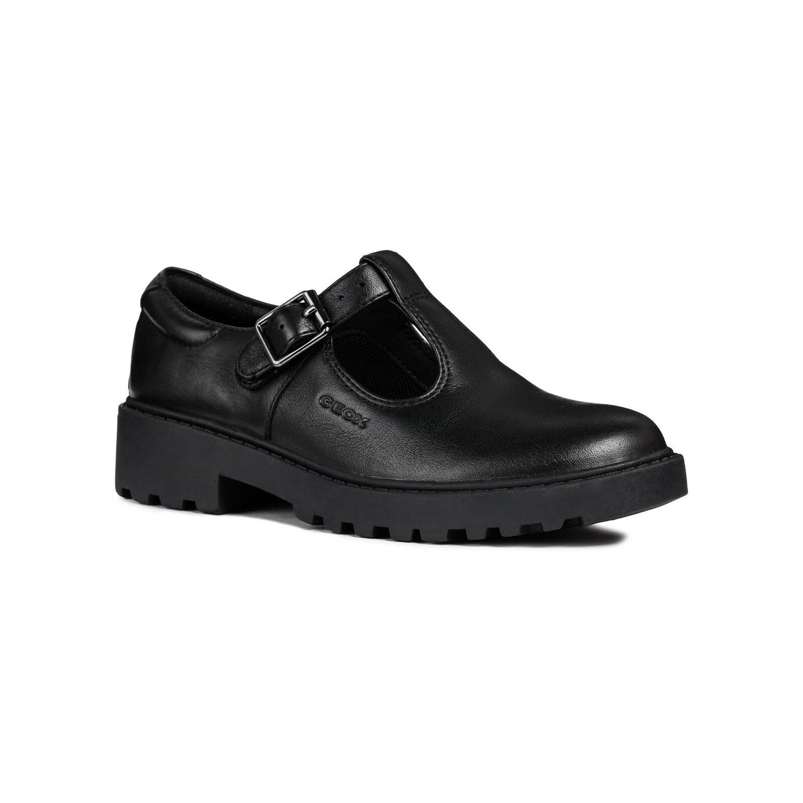 Geox J Casey Girl Leather Girl's Black Shoes