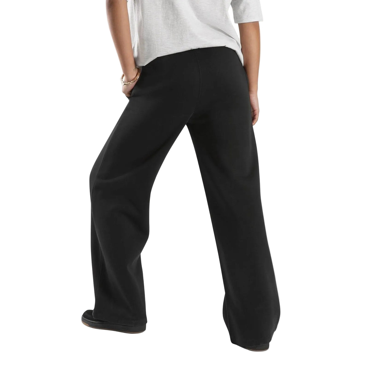 Reebok ID 2-Col Logo Wide Leg Pants Cotton Women's Black Sweatpants