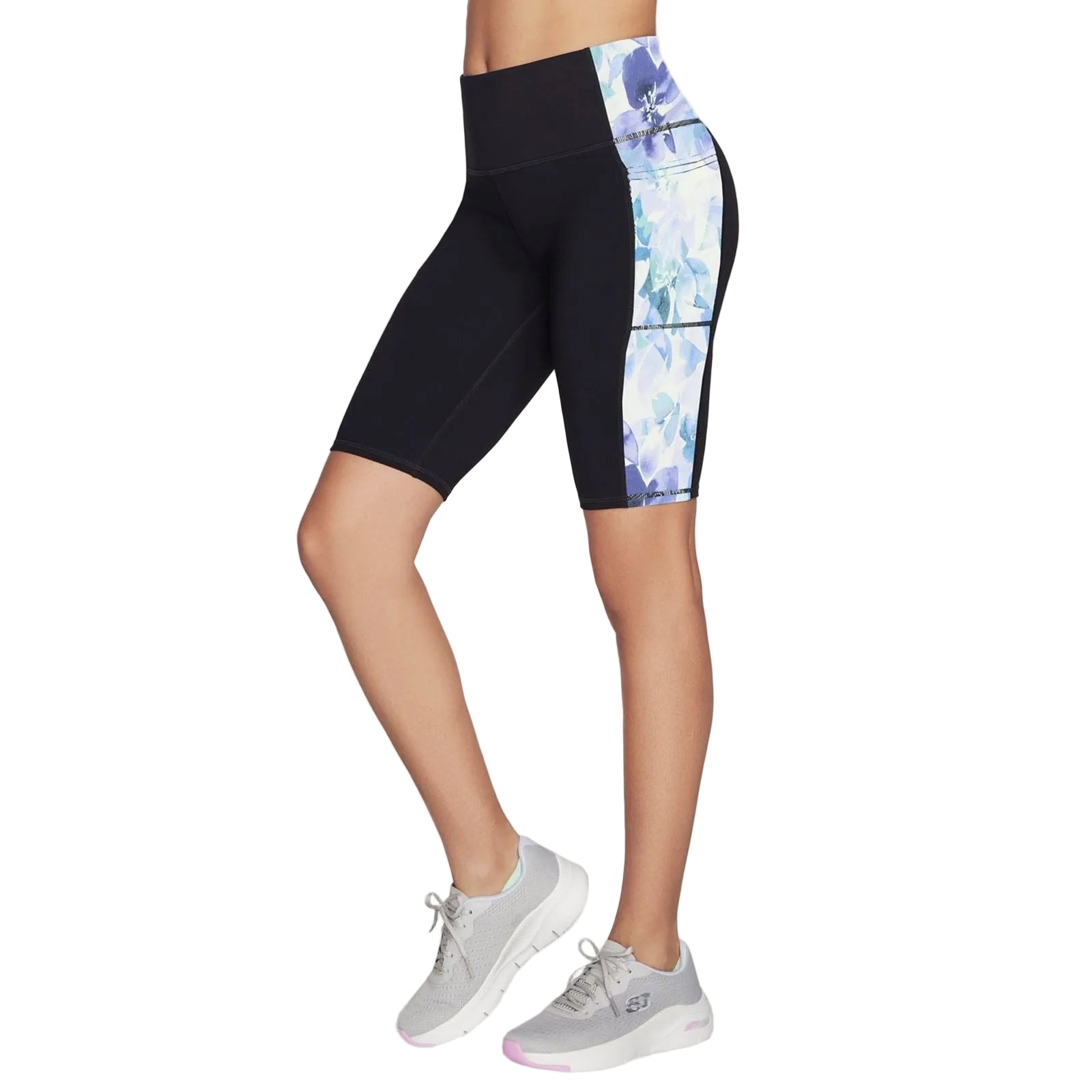 Skechers Performance GoWalk Seascape Floral 10" Bike Short Nylon Women's Purple Activewear Shorts