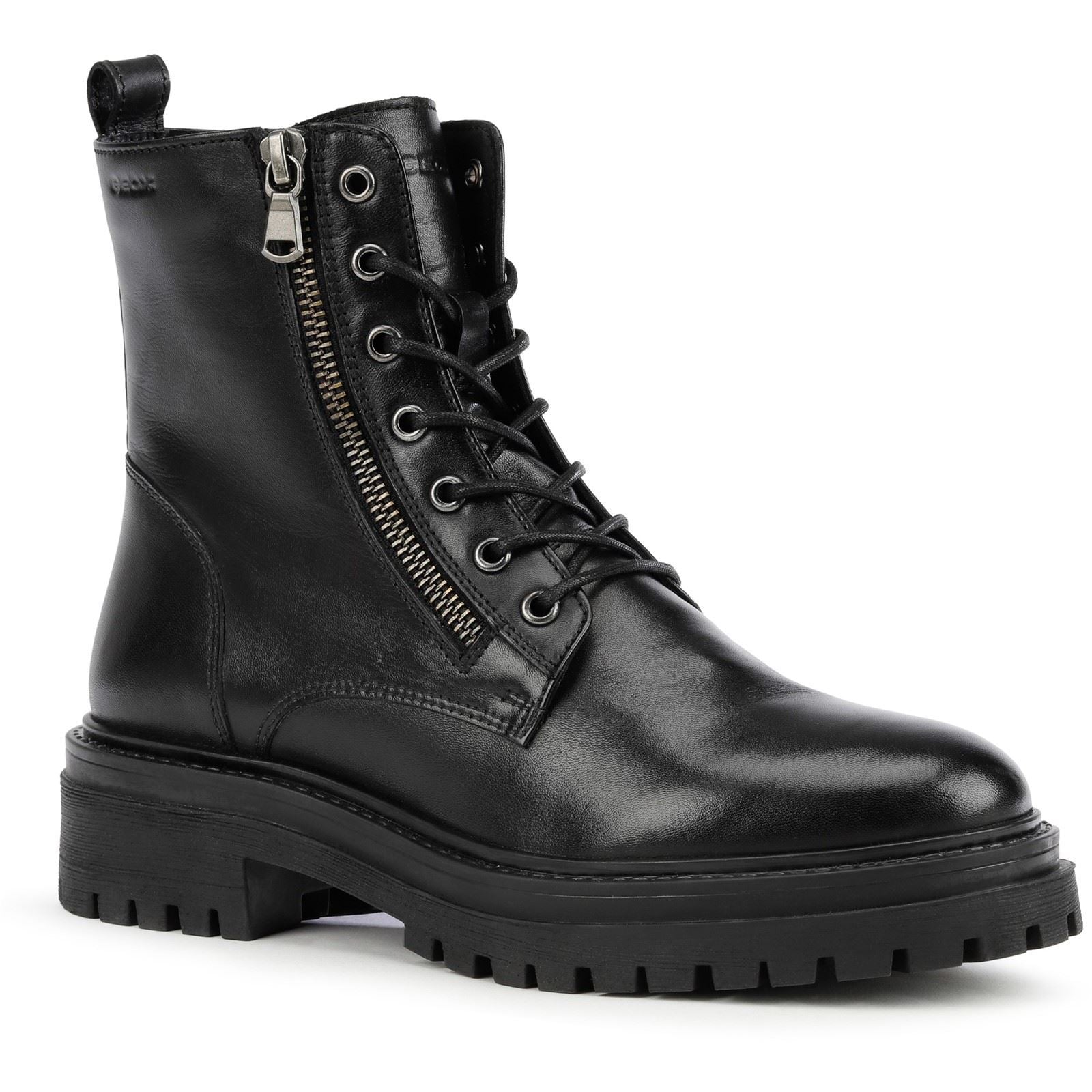 Geox D Iridea F Leather Bovine Full Grain Women's Black Boots