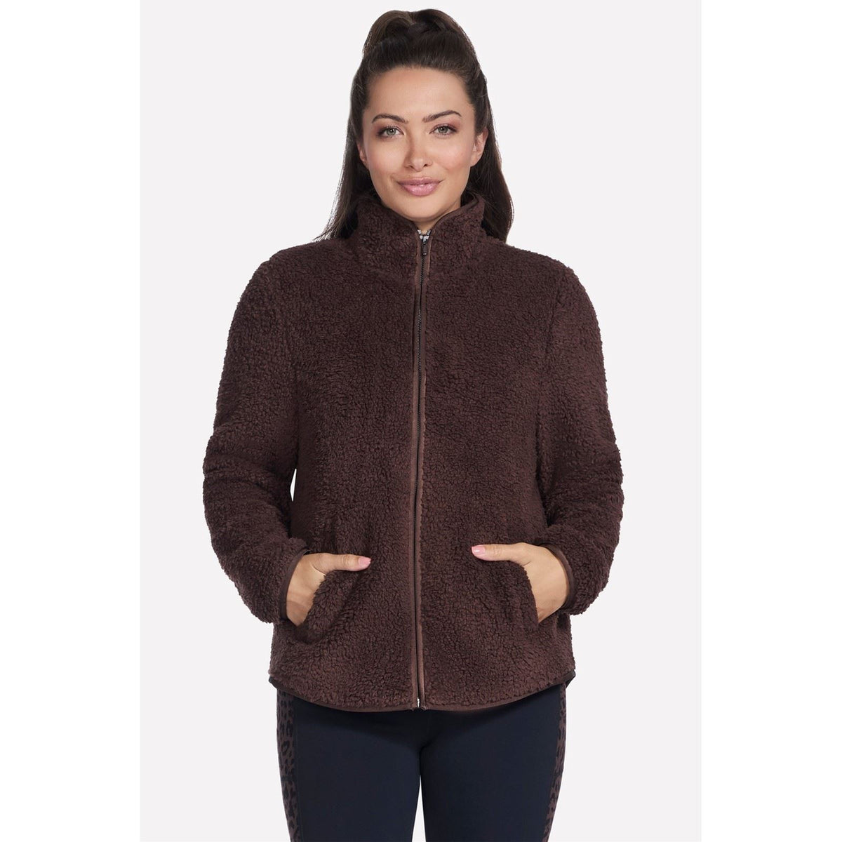 Skechers Skech-Sherpa Jacket Women's Brown Fleece Jackets