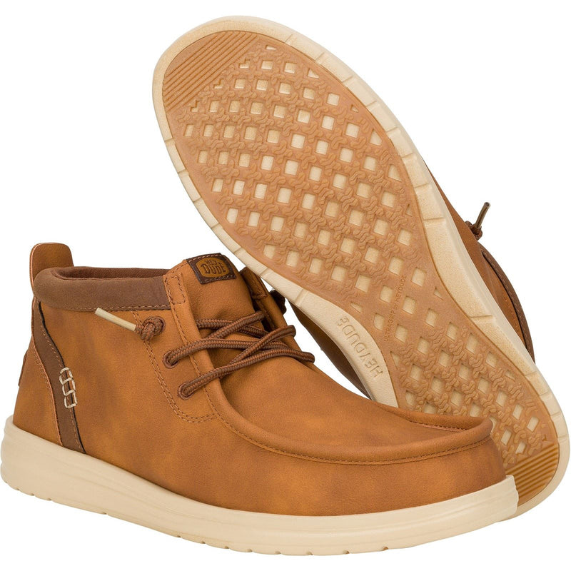 HEYDUDE Wally Mid GripR Classic Synthetic Men's Cognac/Tan Boots