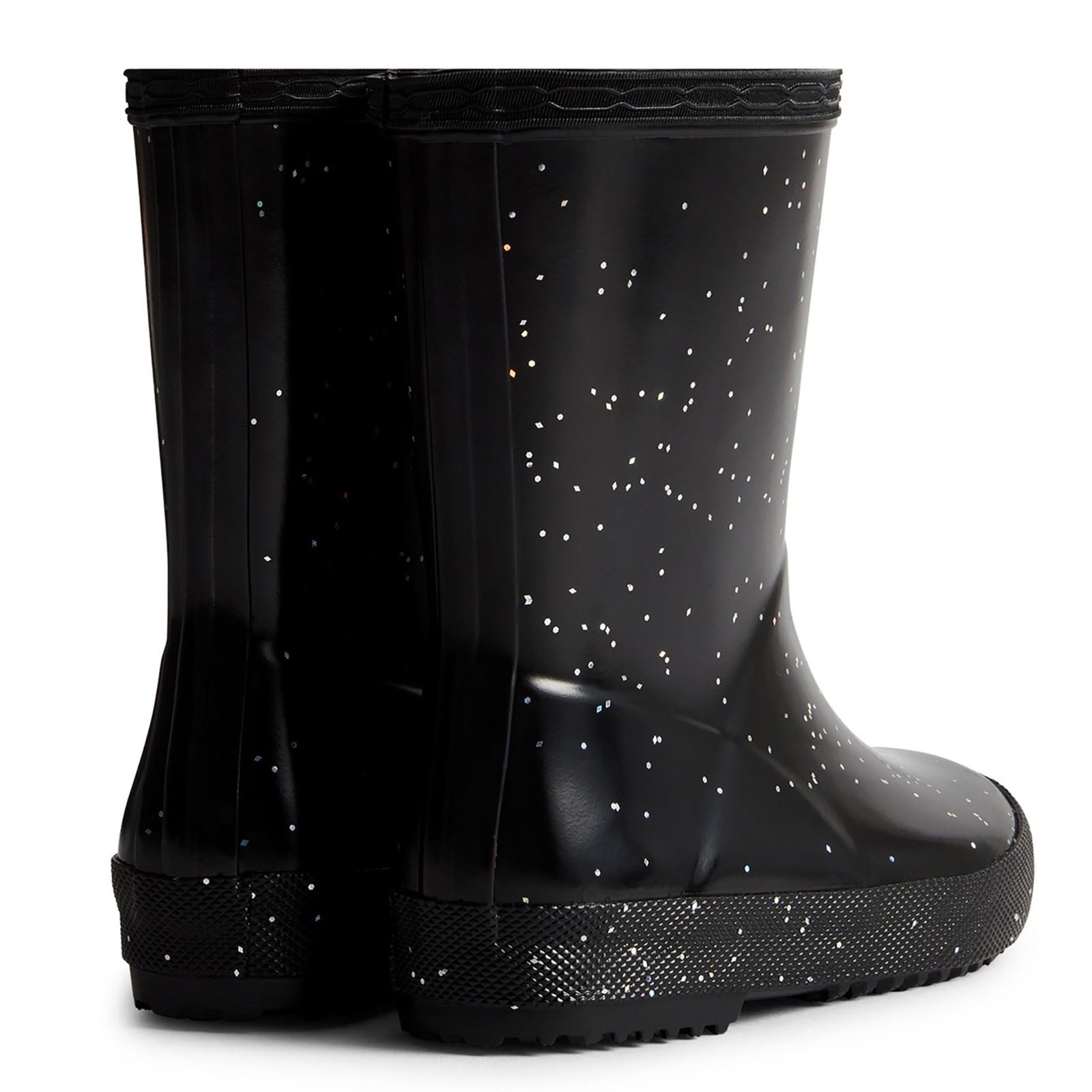 Hunter Kids First Giant Glitter Rubber Black Wellington Boots