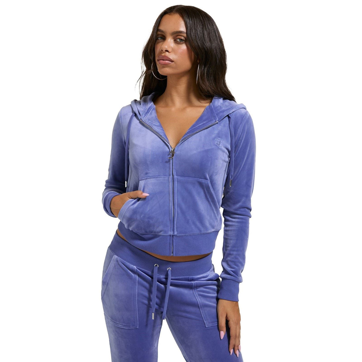 Juicy Couture Robertson Classic Jacket Polyester Women's Grey Hooded Sweatshirt