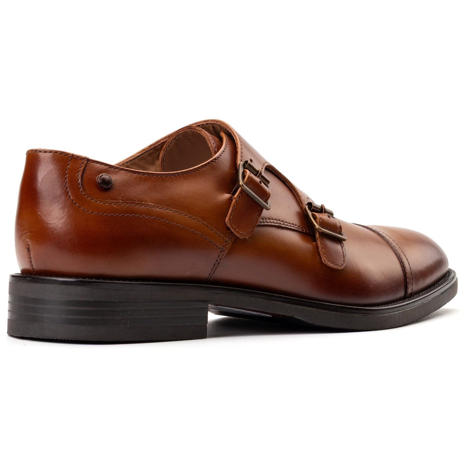 Base London Taper Leather Men's Tan Double Monk Shoes