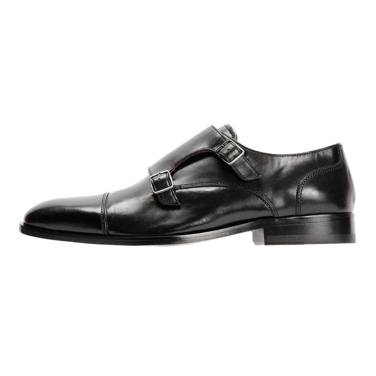 Chapman & Moore Toe Cap Monk Leather Men's Black Shoes