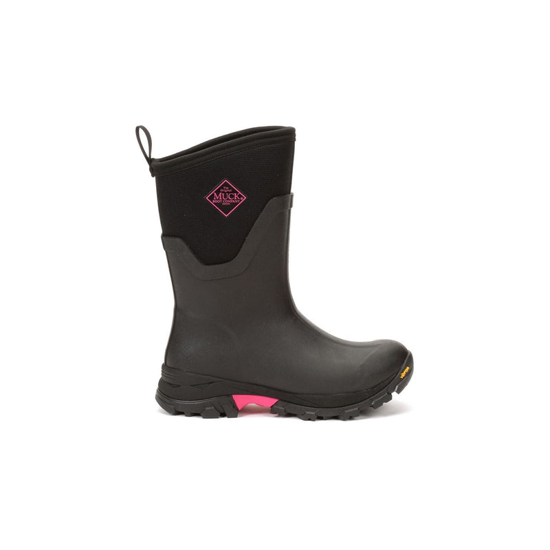 Muck Boots Arctic Ice Mid AGAT Rubber Black/Hot Pink Wellington Boots