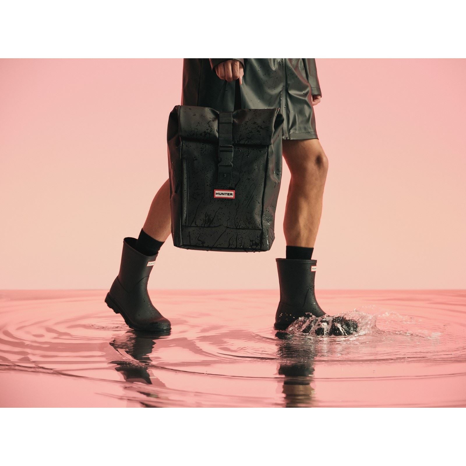 Hunter Downpour Short Boot Rubber Men's Black Wellington Boots