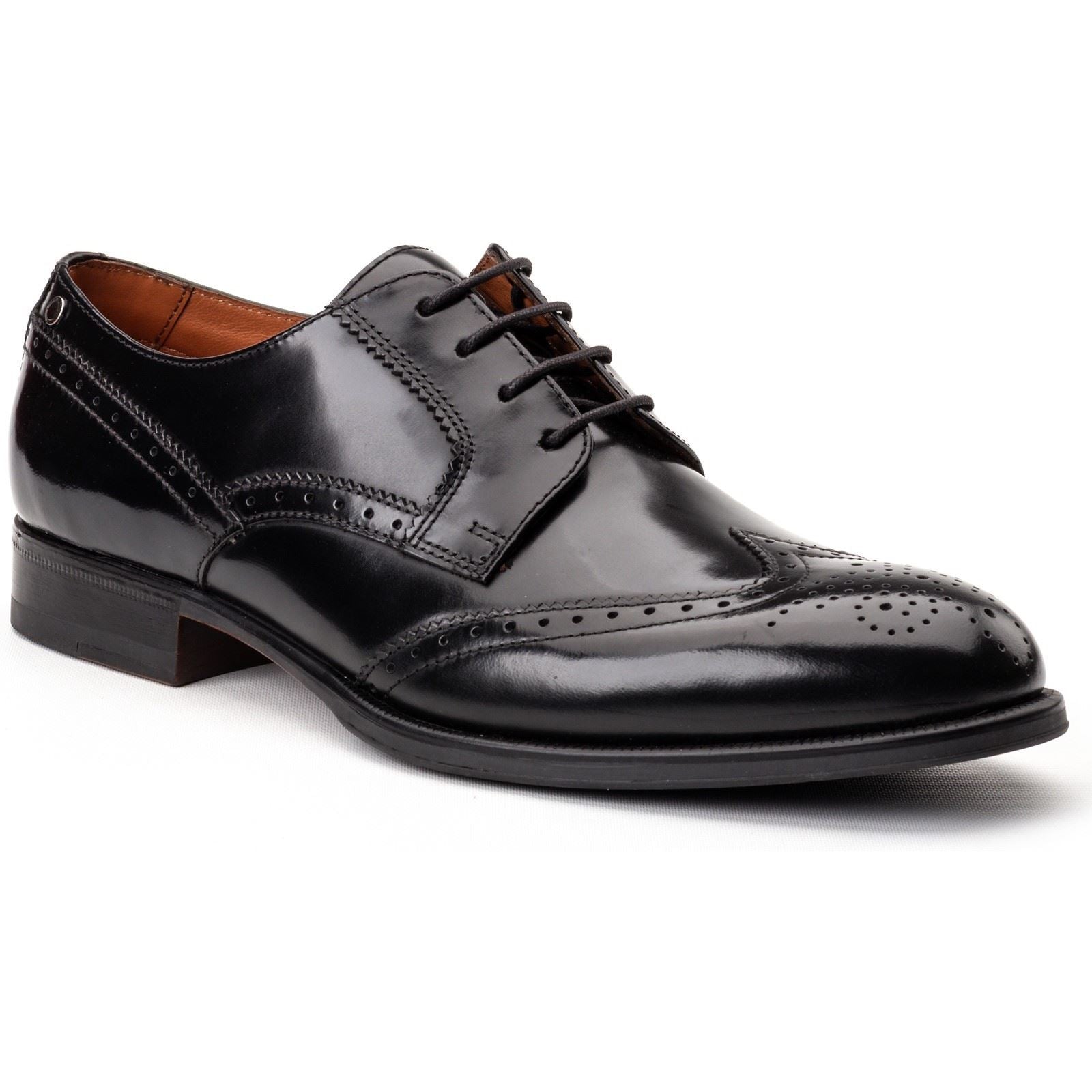 Base London Bell Leather Men's Black Brogues Shoes