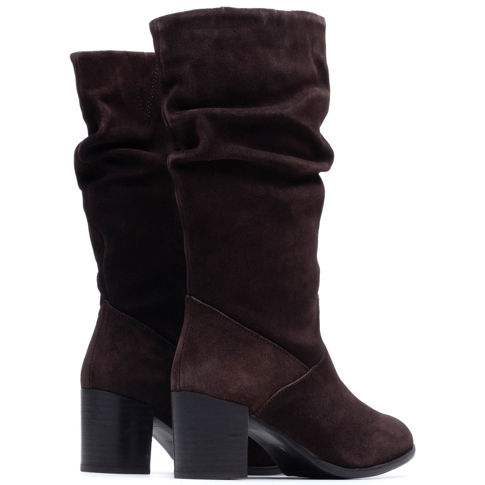 Hush Puppies Cosima Suede Women's Chocolate Heeled Knee High Boots