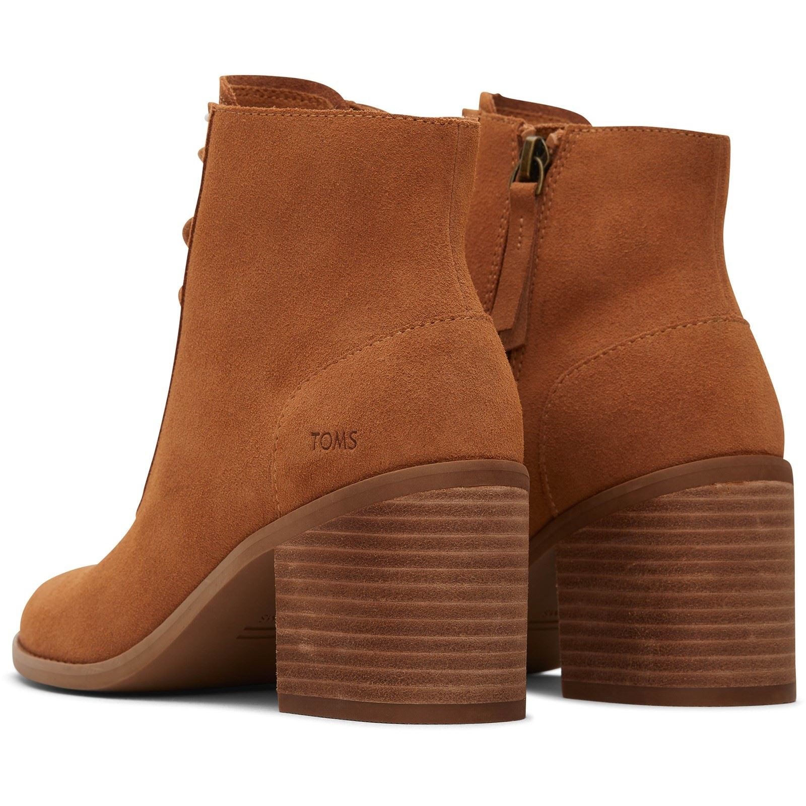 TOMS Evelyn Leather Women's Tan Heeled Ankle Boots