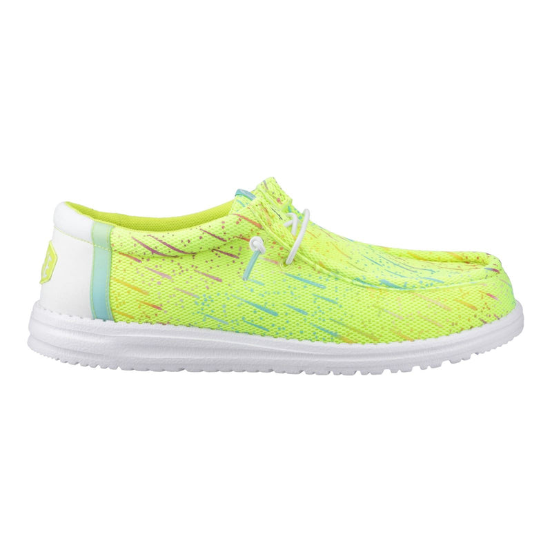 HEYDUDE Wally Party Mesh Synthetic Men's Lime Punch/White Moccasins Shoes
