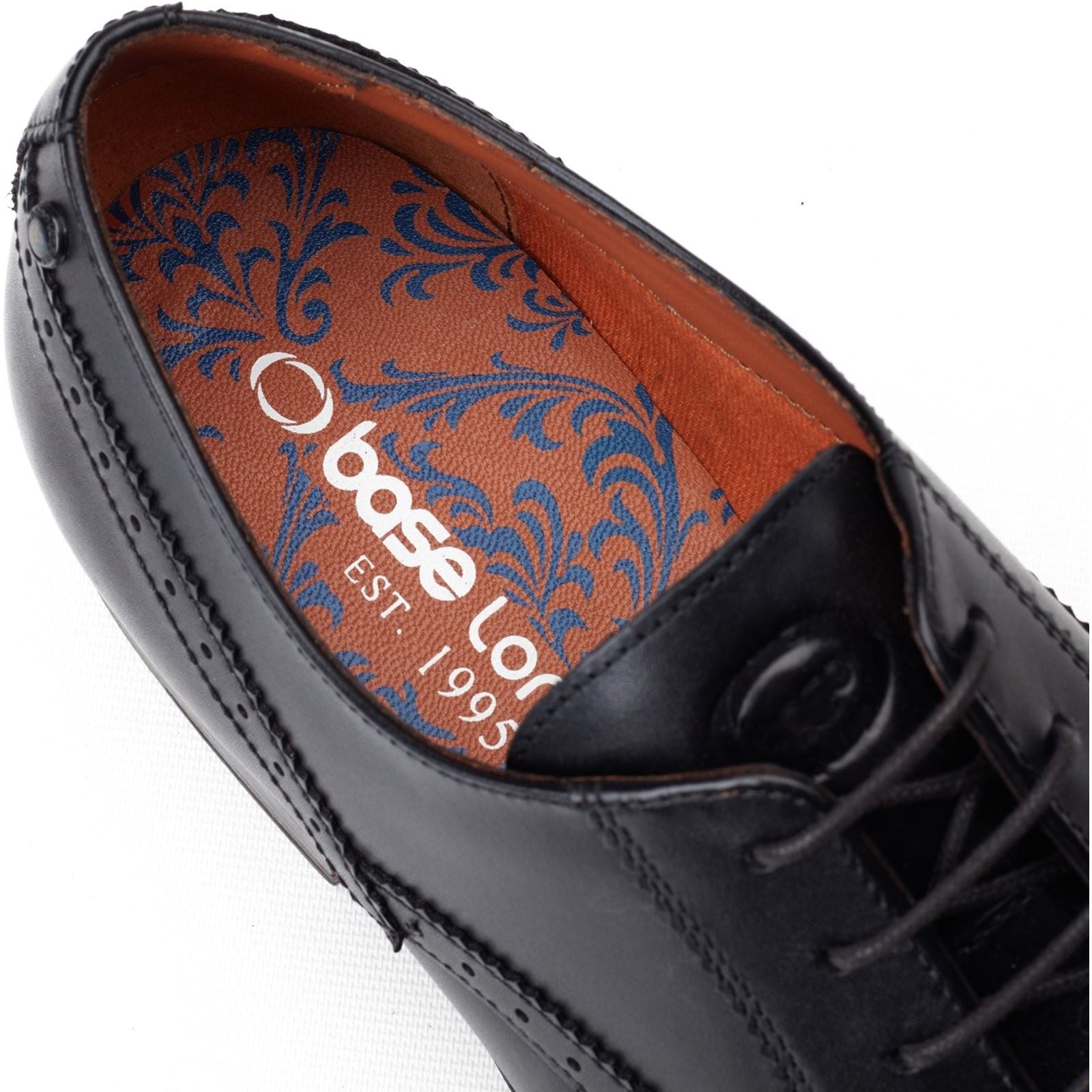 Base London Bell Leather Men's Black Brogues Shoes