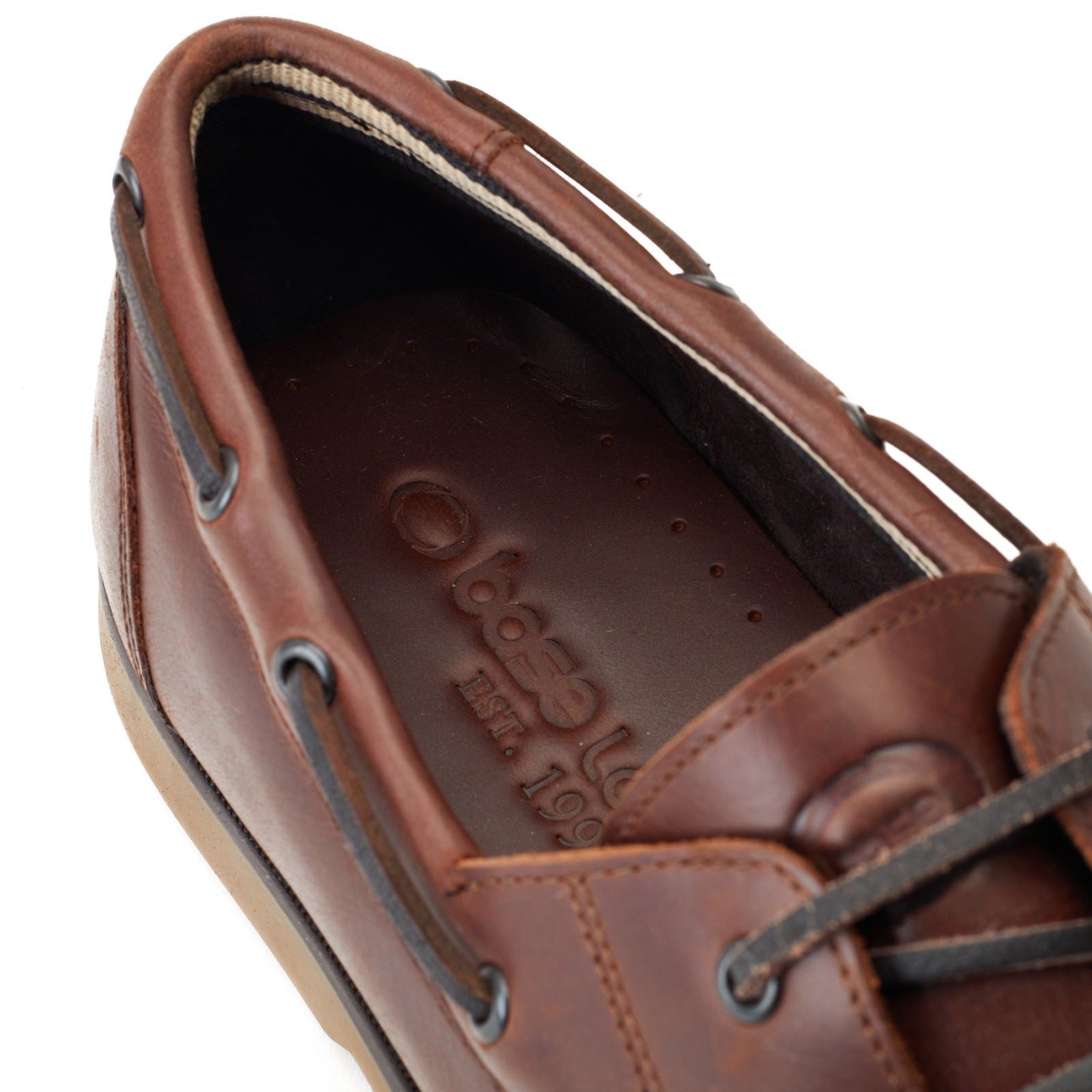 Base London Stern Leather Men's Burnt Brown Boat Shoes
