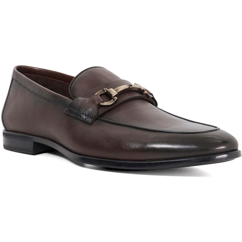 Dune Seymore Leather Men's Brown Slip-On Shoes