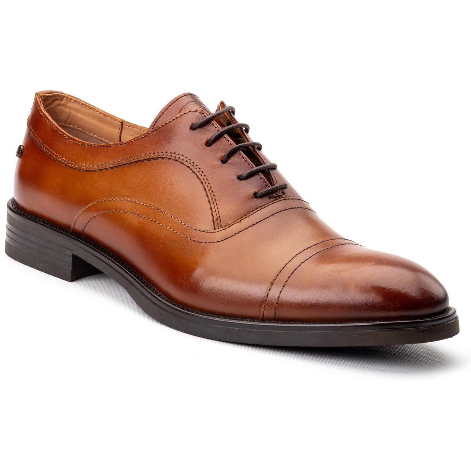Base London Lapel Leather Men's Tan Oxford Shoes