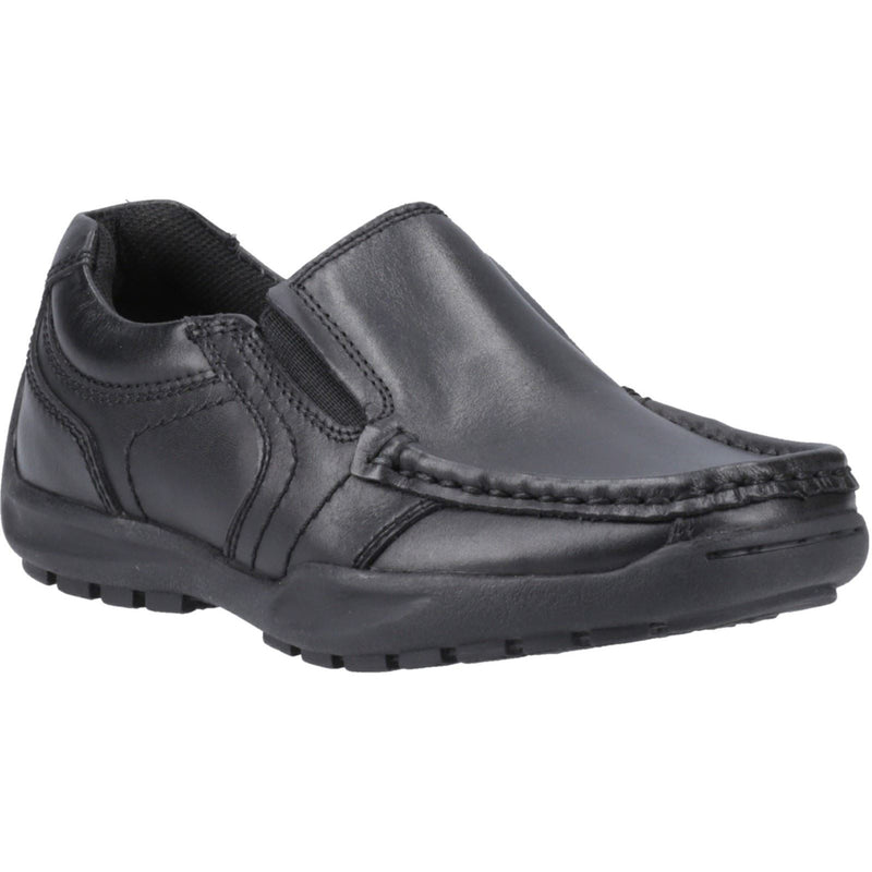 Hush Puppies Morgan Leather Youth Boy's Black Loafers
