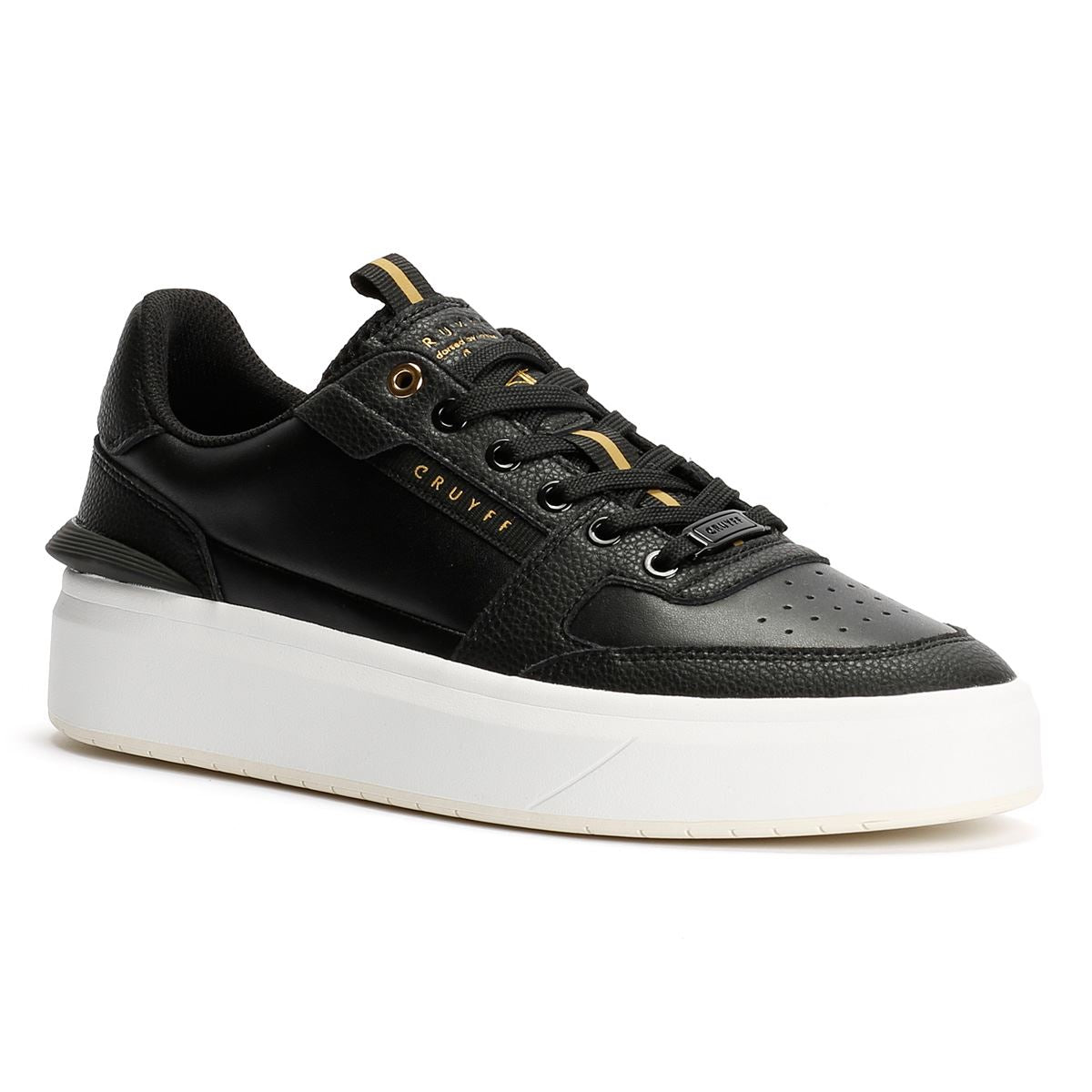 Cruyff Endorsed Tennis Leather Men's Black/Gold Trainers