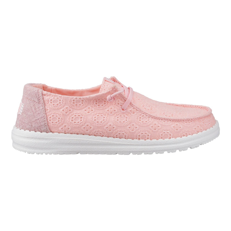 HEYDUDE Wendy Eyelet Lace Cotton Blend Women's Pale Pink Moccasins Shoes