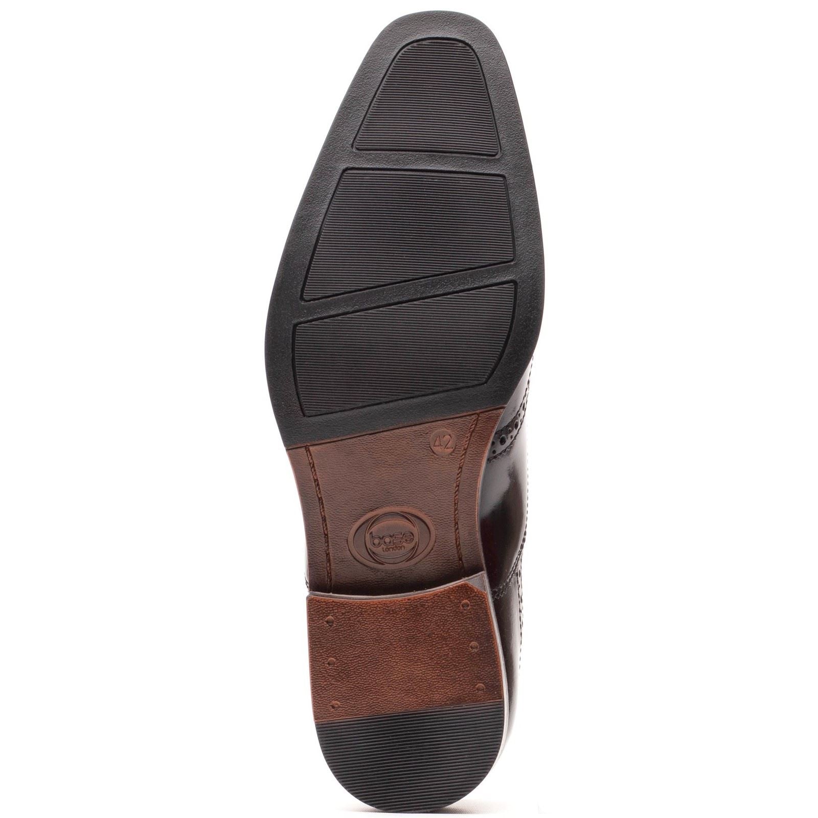 Base London Steeple Leather Men's Hi Shine Black Brogues Shoes