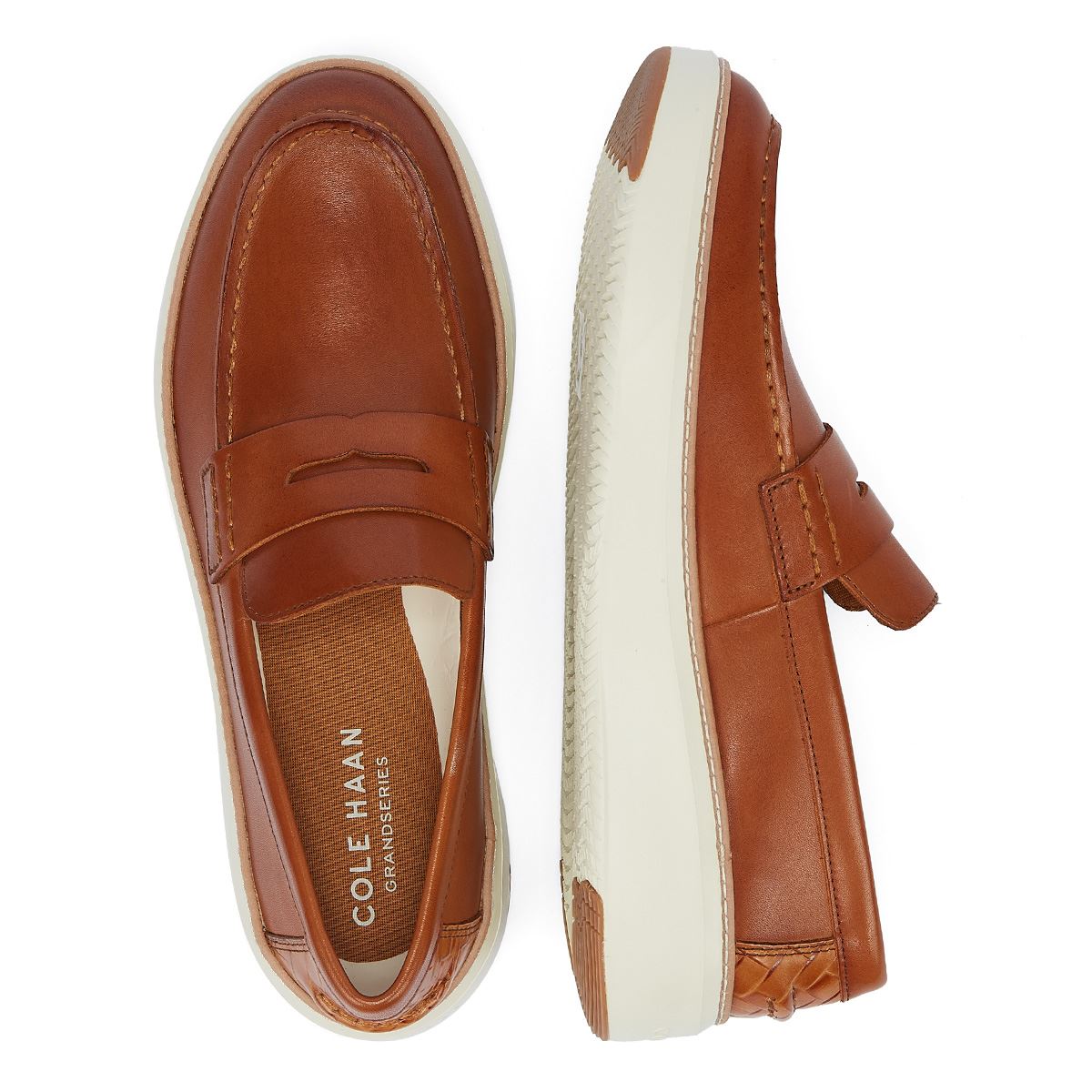 COLE HAAN TOPSPIN MEN'S TAN LEATHER LOAFERS