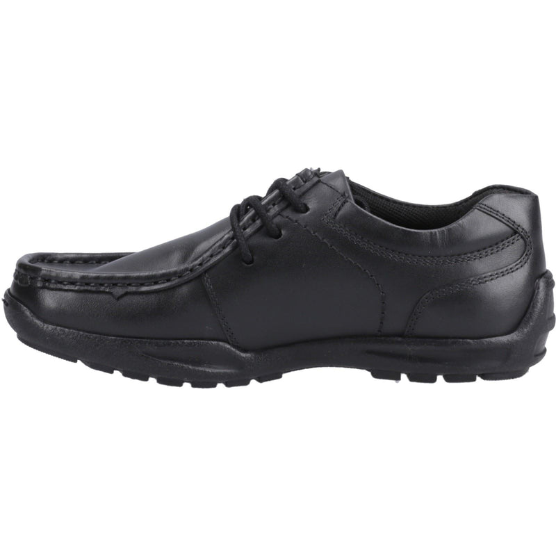 Hush Puppies Mackenzie Leather Youth Boy's Black Lace-Up Shoes