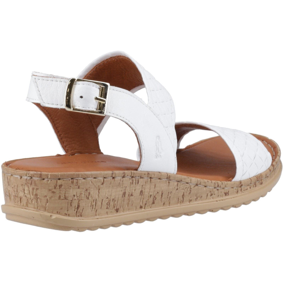 Hush Puppies Ebony Wide Fit Leather Women's White Sandals