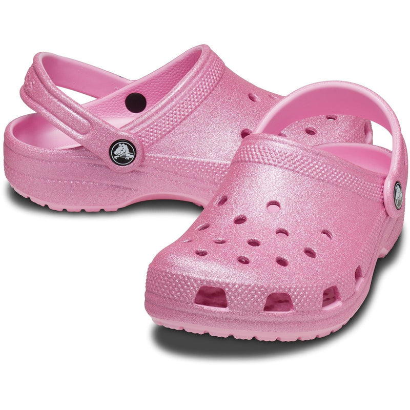 Crocs Classic Glitter Synthetic Kids Pink Tweed Glitter Clogs