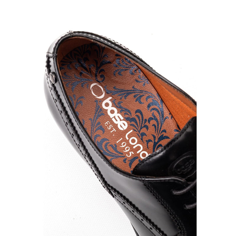 Base London Bell Leather Men's Black Brogues Shoes