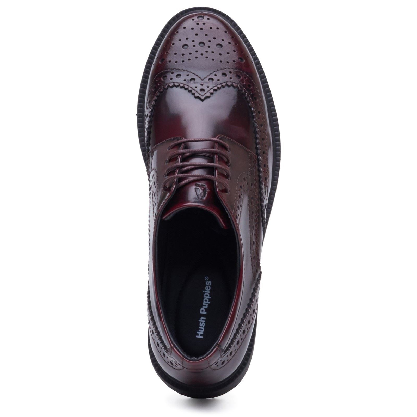 Hush Puppies Verity Hi-Shine Leather Women's Plum Brogues Shoes