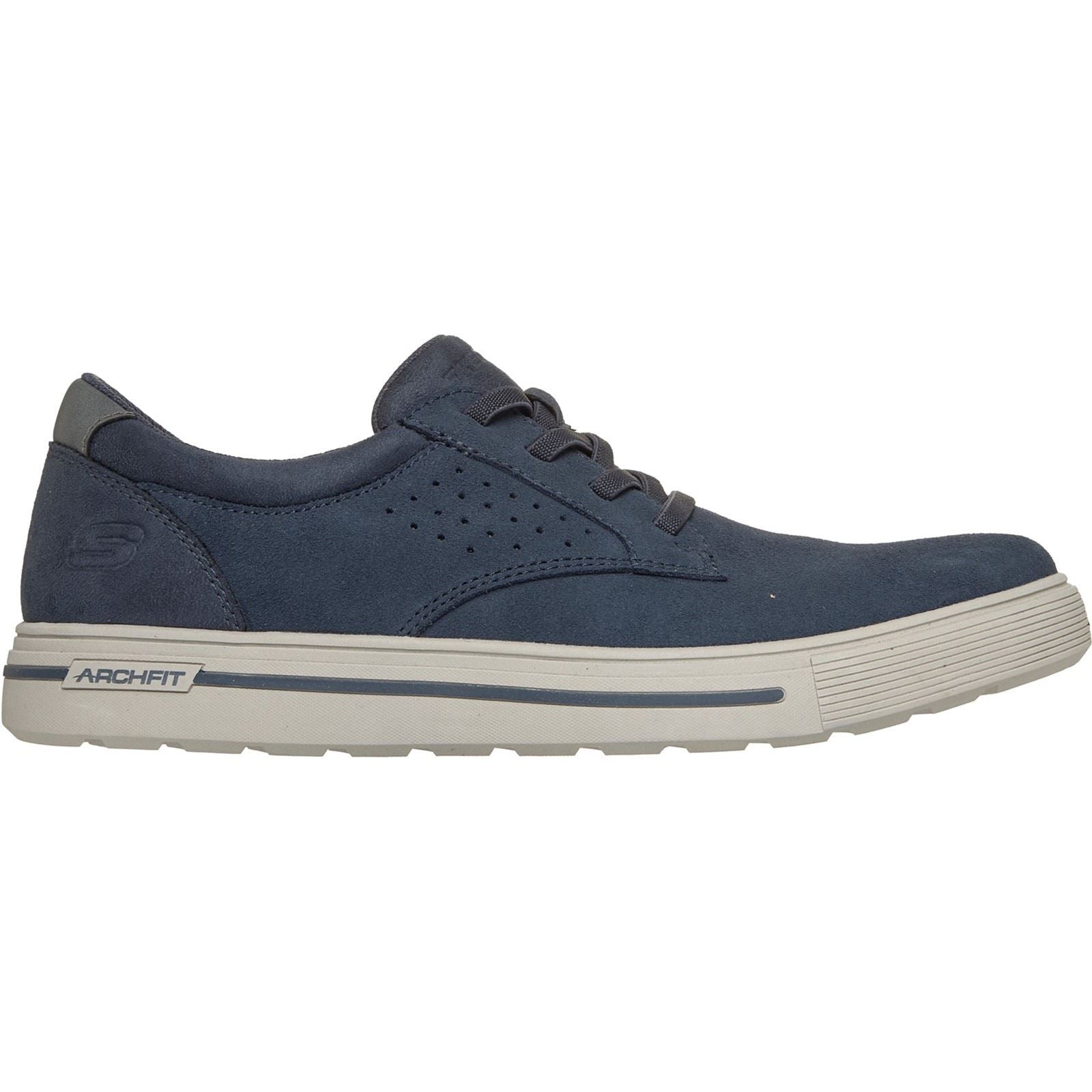 Skechers Arch Fit Solano 2.0 Rey Leather Men's Navy Suede Lace-Up Shoes