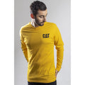 Caterpillar Trademark Banner Long Sleeve Cotton Men's Yellow T-Shirt