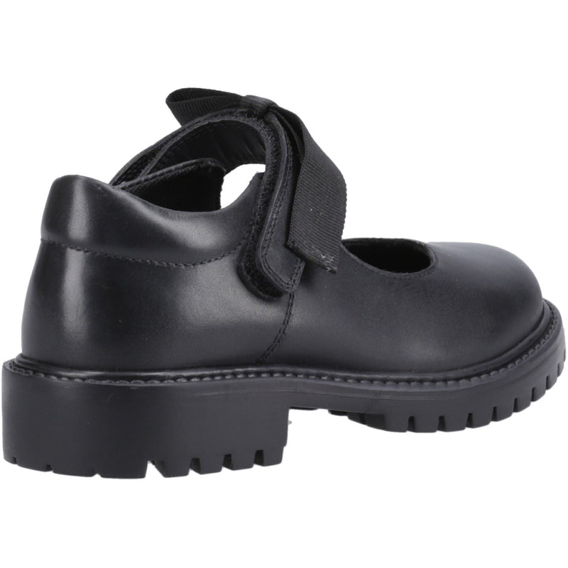 Hush Puppies Astrid Bow Leather Youth Girl's Black Shoes