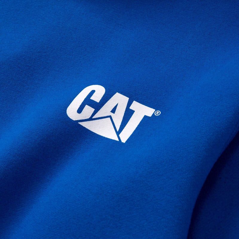 Caterpillar Trademark Banner Cotton Men's Blue Hooded Sweatshirt