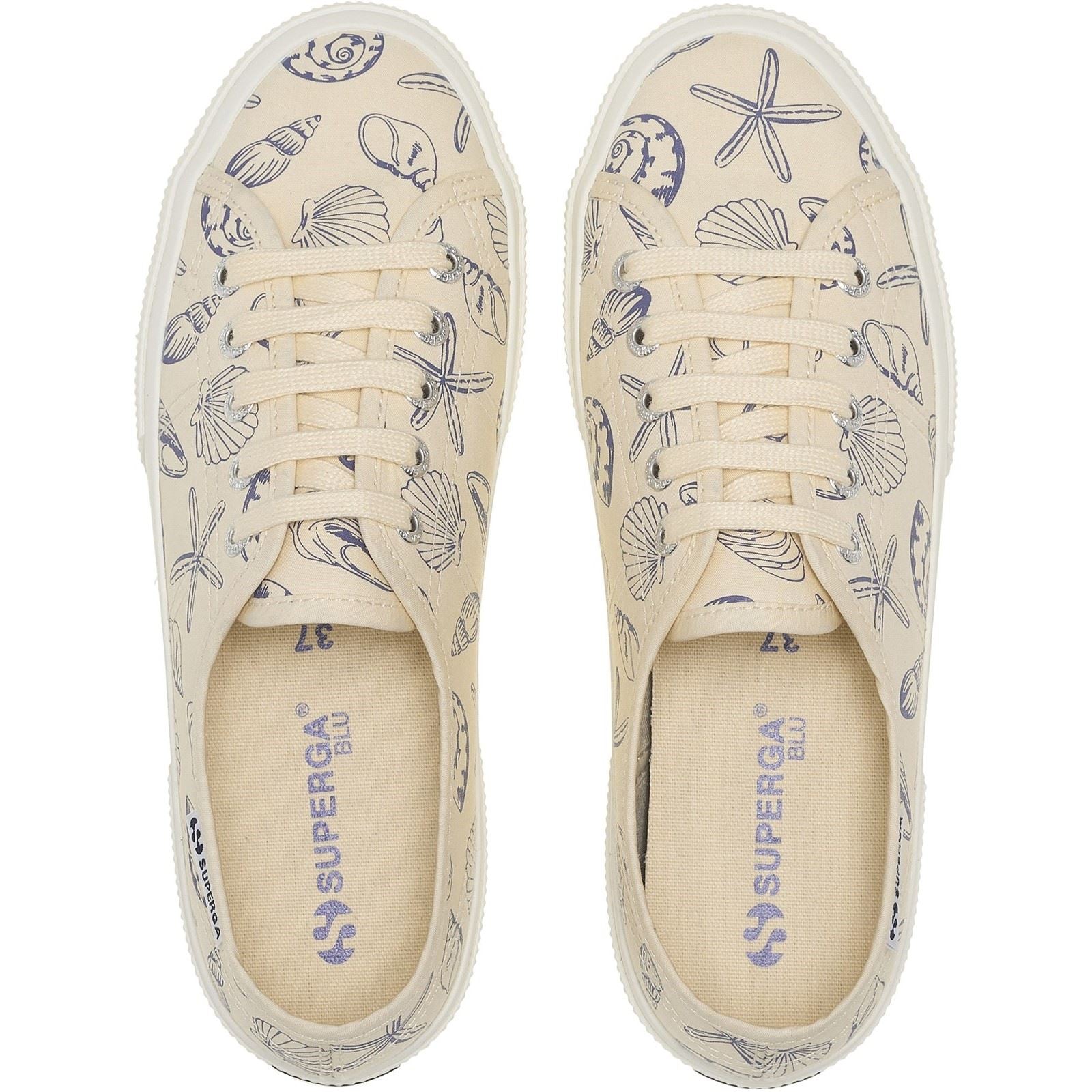 Superga 3750 Seashells Print Cotton Women's Beige Trainers