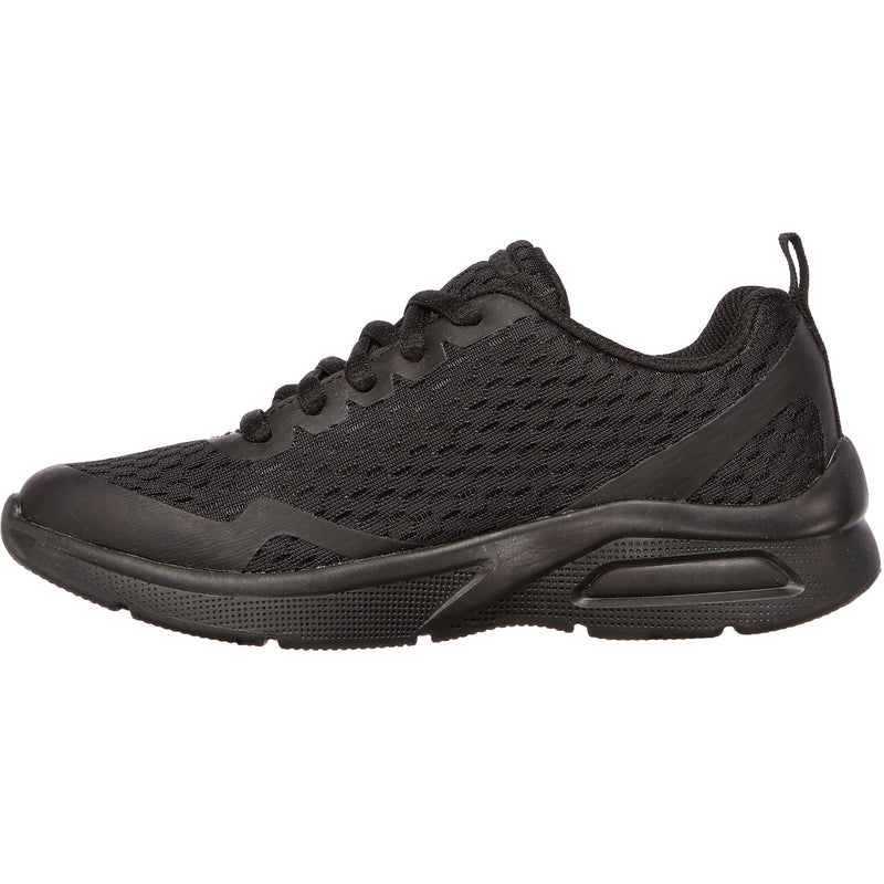Skechers Microspec Max Synthetic Junior Black Textile & Trim Trainers