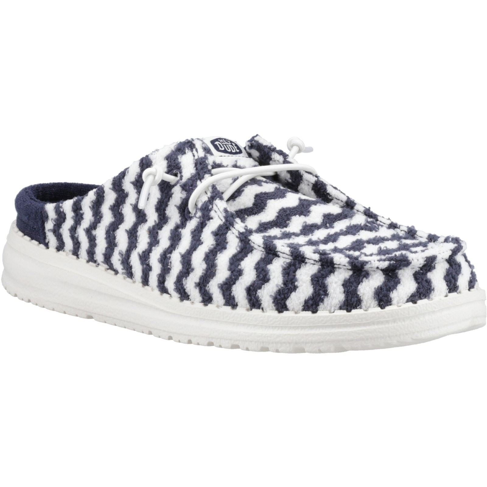 HEYDUDE Wendy Slip Terry Stripe Synthetic Women's Navy Blazer/Egret Mules