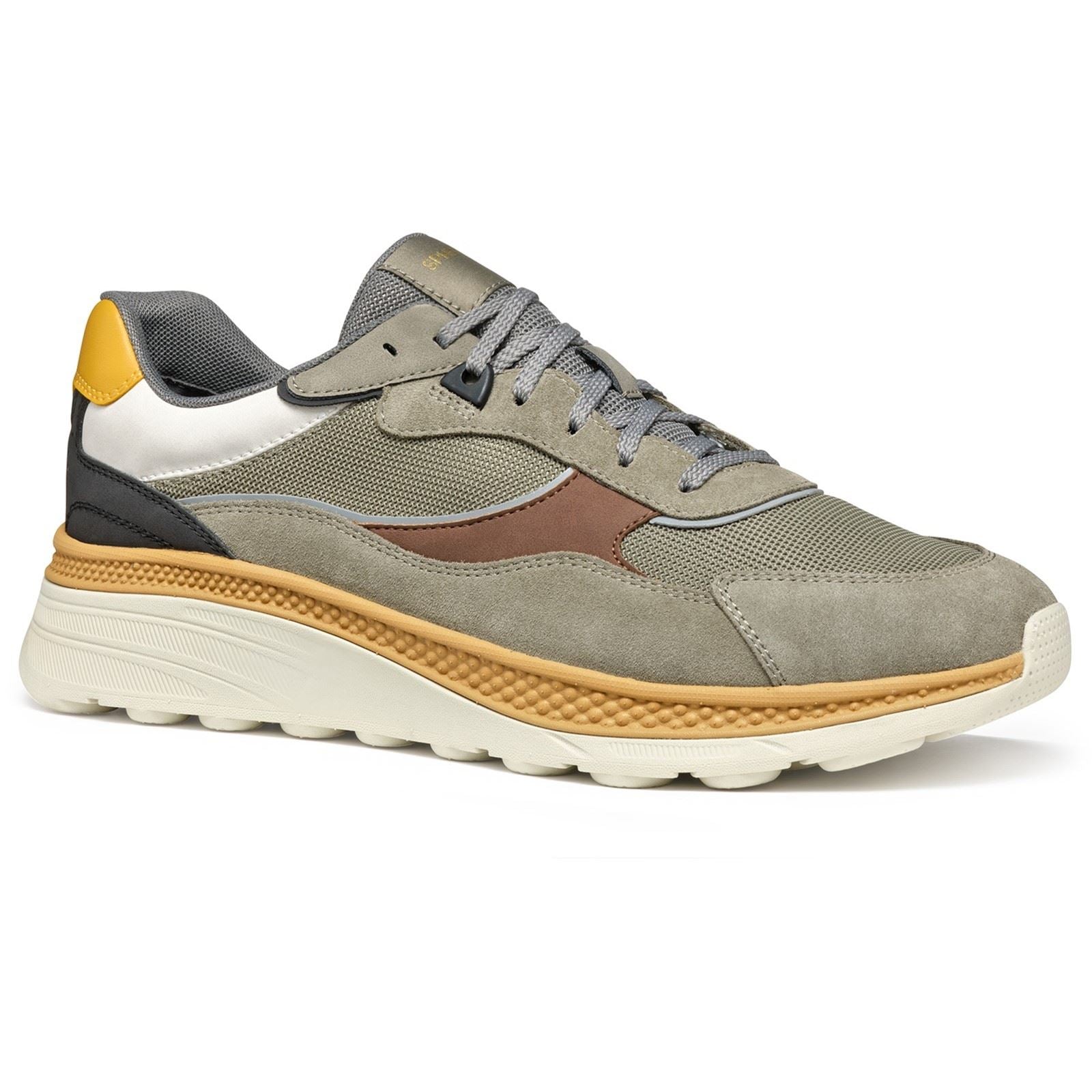 Geox U SPHERICA ACTIF X1 Synthetic Blend Men's Sage/Brown Trainers