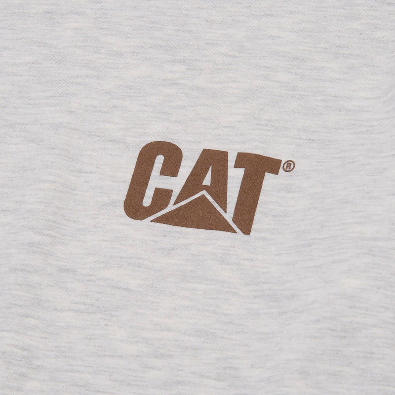 Caterpillar Trademark Banner Long Sleeve Cotton Men's Cream T-Shirt