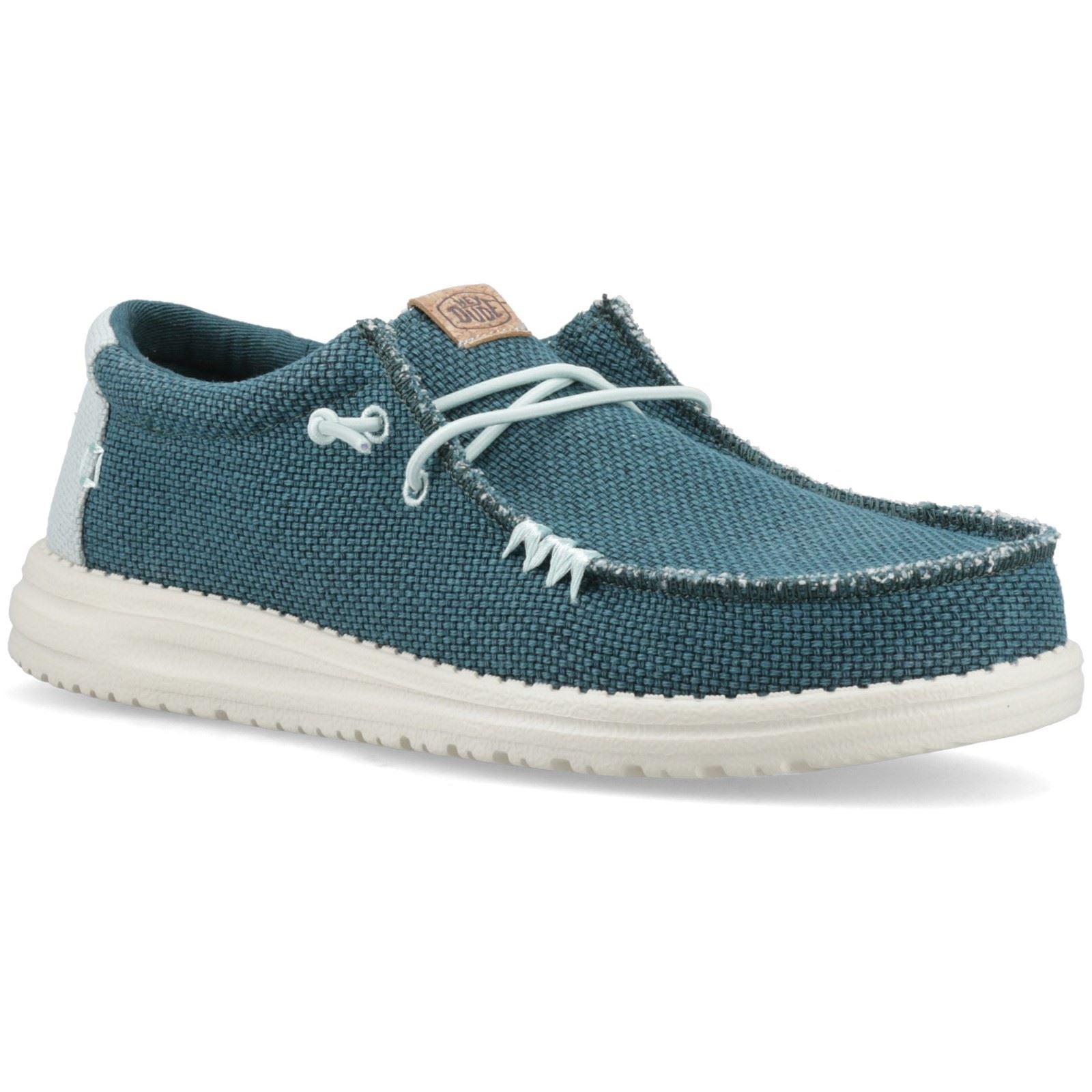 HEYDUDE Wally Braided Polyester Men's Deep Green/Harbor Grey Moccasins Shoes