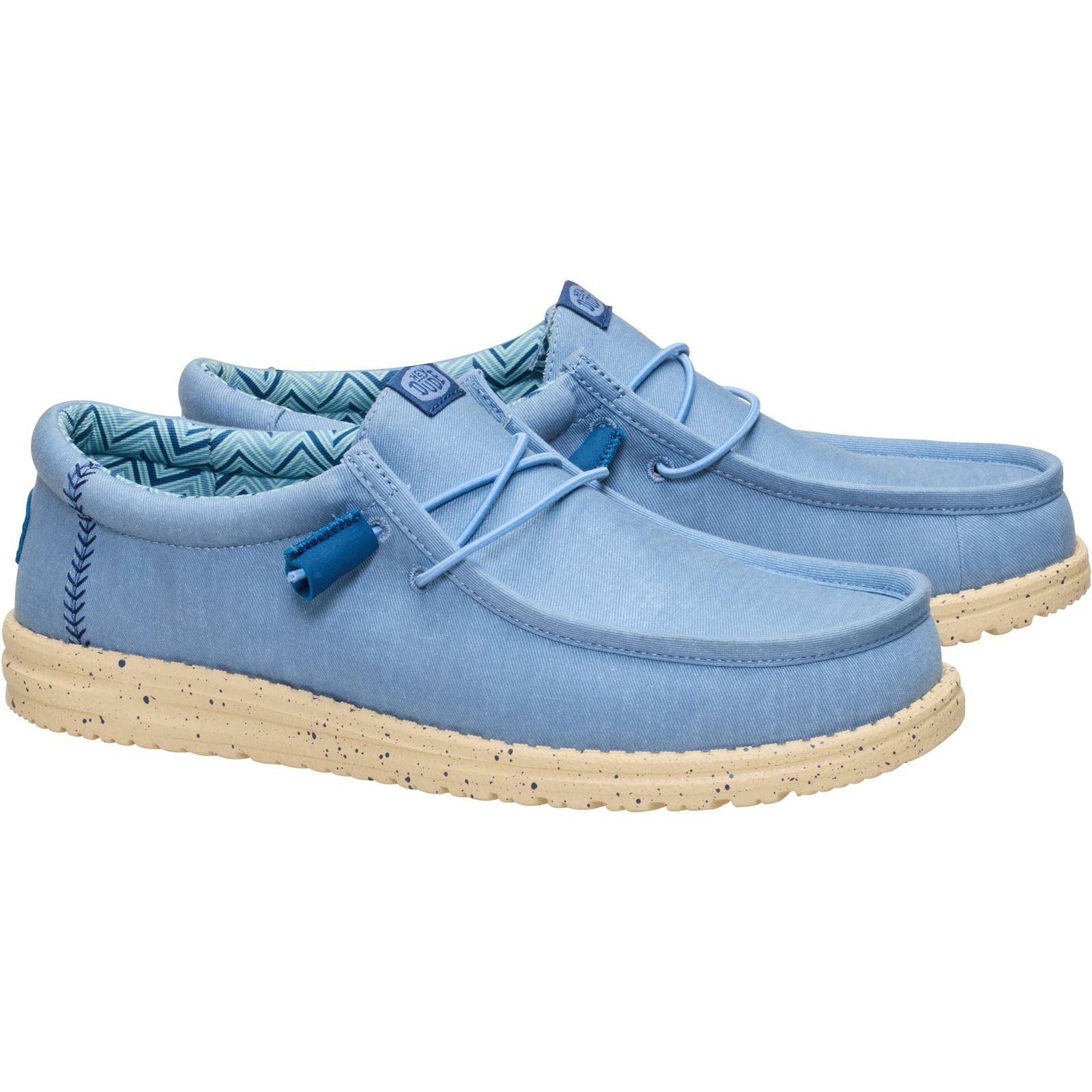 HEYDUDE Wally Stretch Canvas Textile Men's Faded Denim/Boulder Tan Loafers