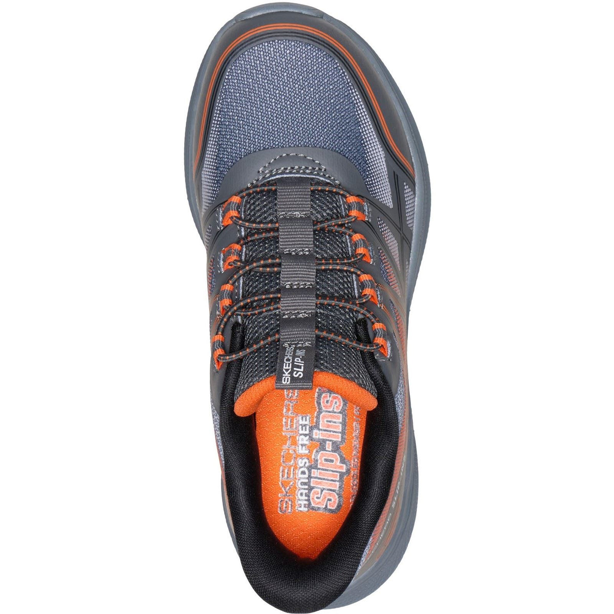Skechers Microspec Velocity Grid-Shift Charcoal/Orange & Black Trainers