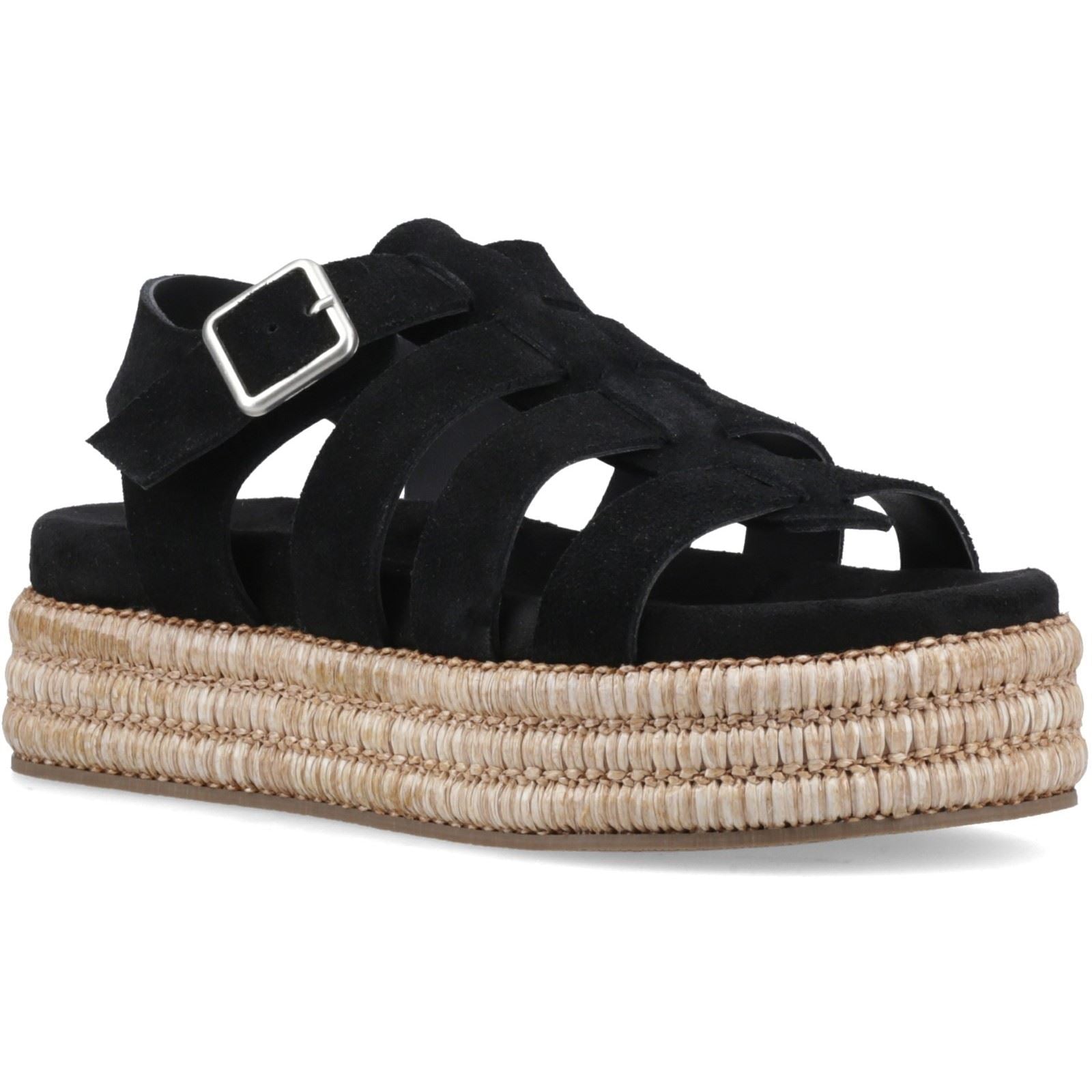 Hush Puppies Rosetta Gladiator Leather Women's Black/Tan Sandals