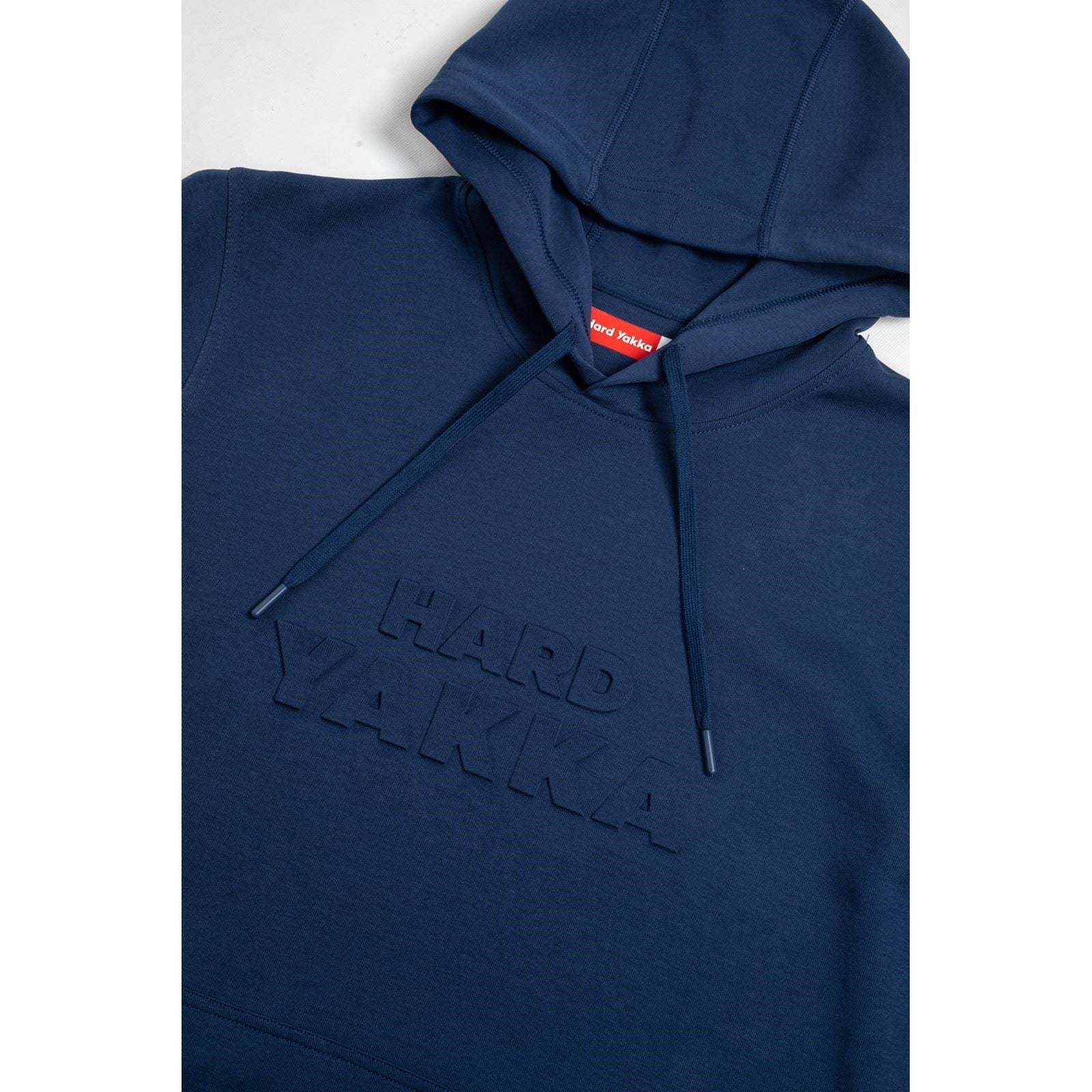 Hard Yakka Embossed Pullover Cotton Men's Blue Hooded Sweatshirt