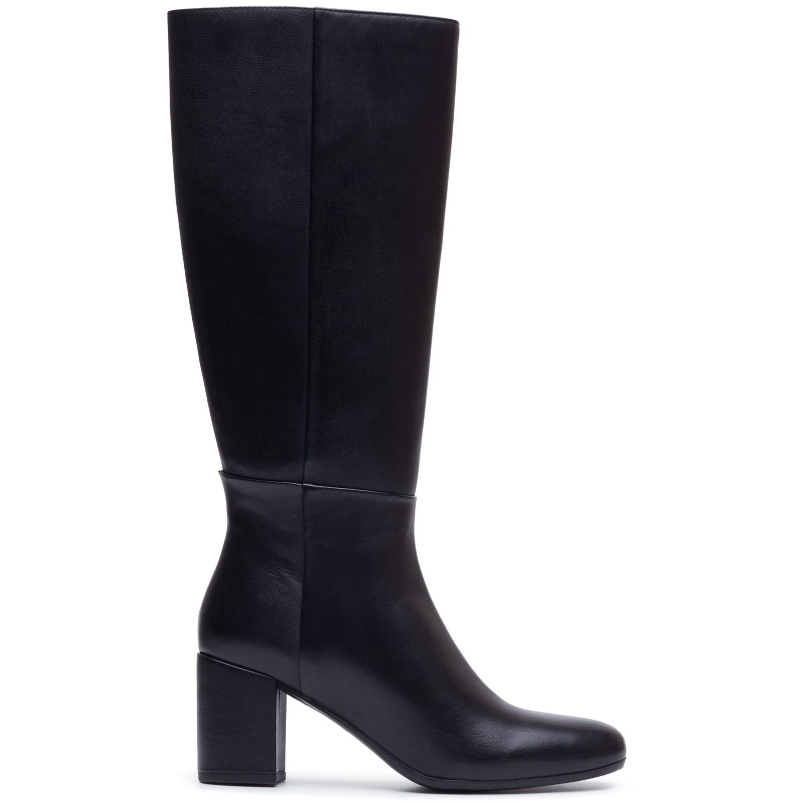 Hush Puppies Oprah Long Leather Women's Black Heeled Knee High Boots