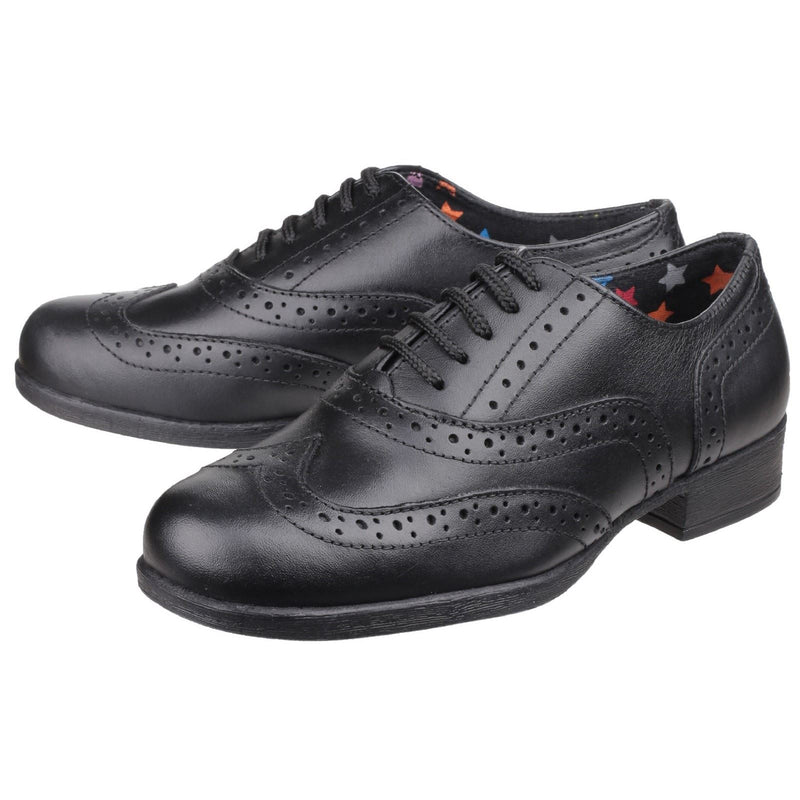 Hush Puppies Kada Junior Girls Black Leather Brogues