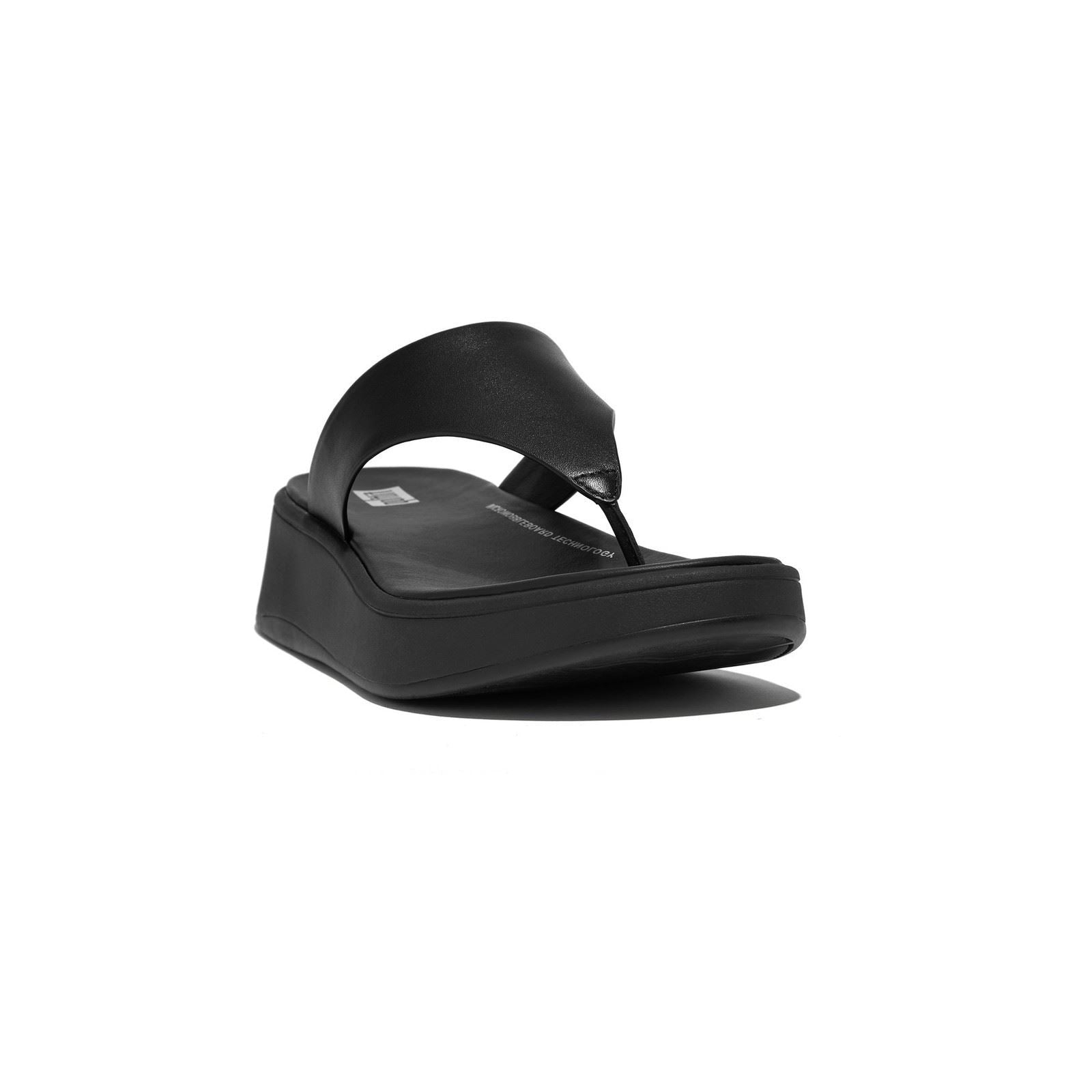Fitflop F-Mode Toe Post Leather Women's All Black Sandals
