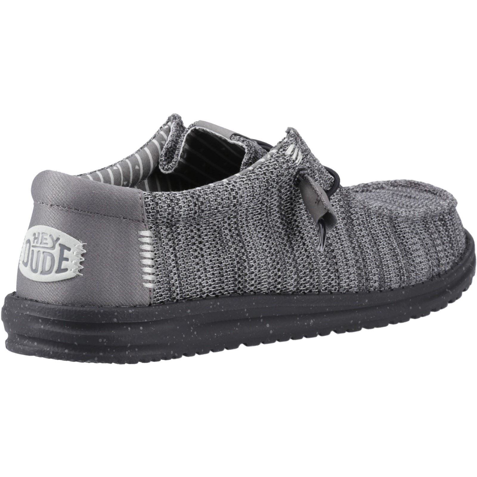 HEYDUDE Wally Stretch Mesh Synthetic Men's Granite Grey/Black Moccasins Shoes