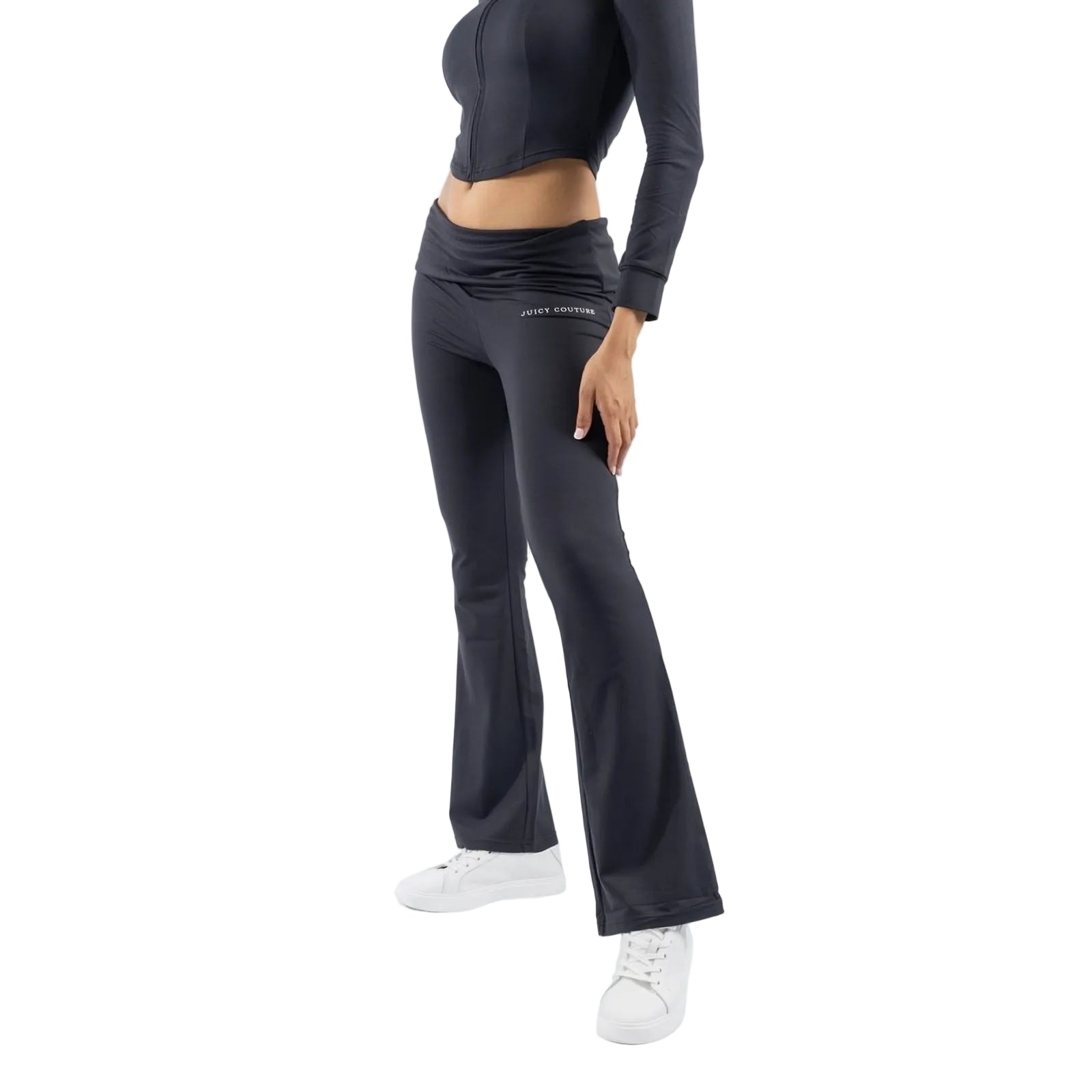 Juicy Couture Roll Down Flare Nylon Women's Black Track Pants