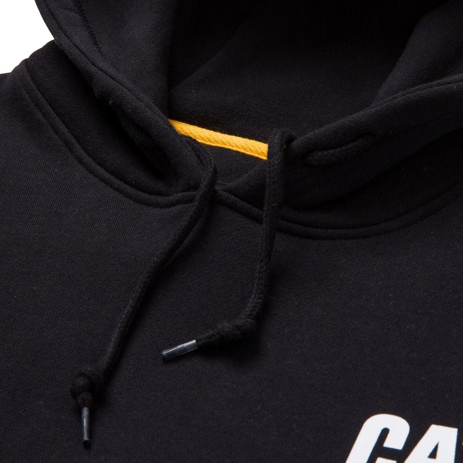 Caterpillar Trademark Banner Cotton Men's Black Hooded Sweatshirt